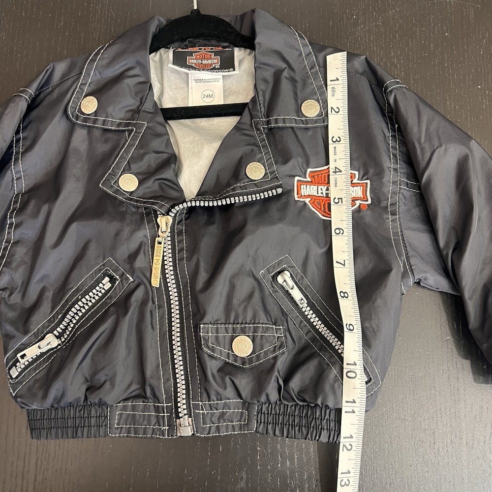 Harley Davidson Jacket Baby Boy Size 24 Months Black Zipper Nylon Lightweight - Picture 8 of 8